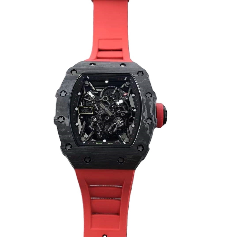 Sapphire Crystal Men'S Mechanical Watch Richard Mille Silicone Wrist 26cm