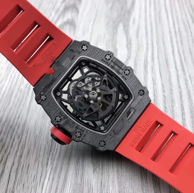 Sapphire Crystal Men'S Mechanical Watch Richard Mille Silicone Wrist 26cm