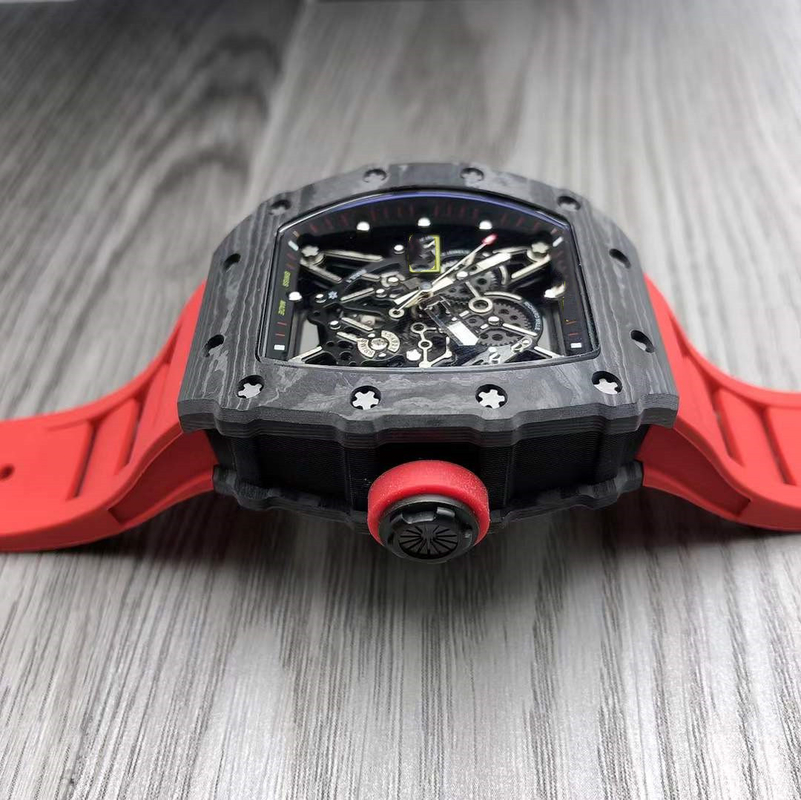 Sapphire Crystal Men'S Mechanical Watch Richard Mille Silicone Wrist 26cm